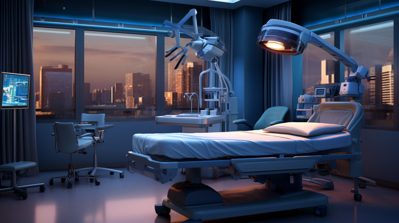 Patient on operating table, medical images stock