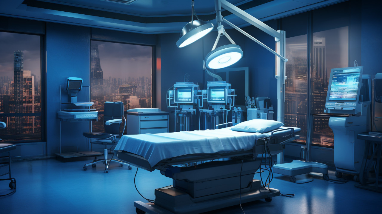 Modern hospital operating room, medical images stock