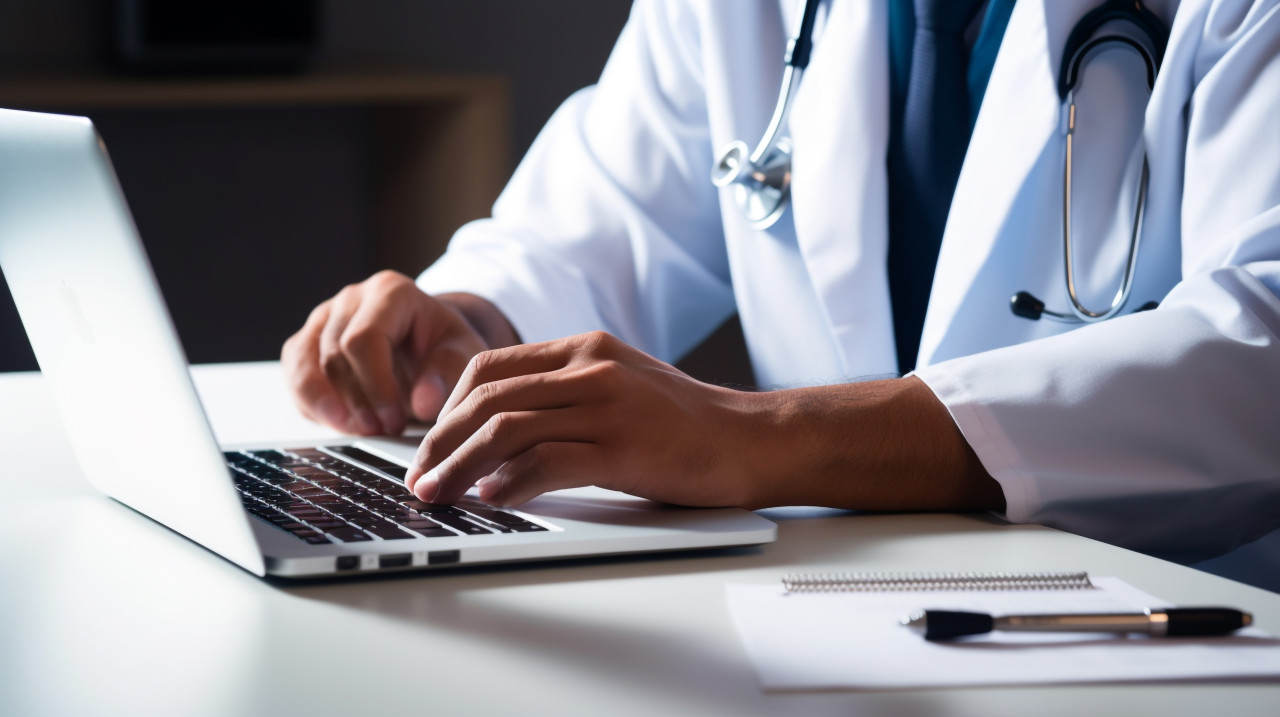 Medical professional brainstorming ideas, medical images stock