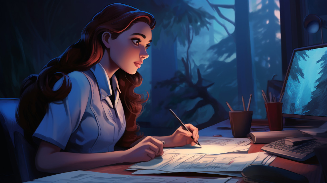 Female doctor looks at medical chart, medical images stock