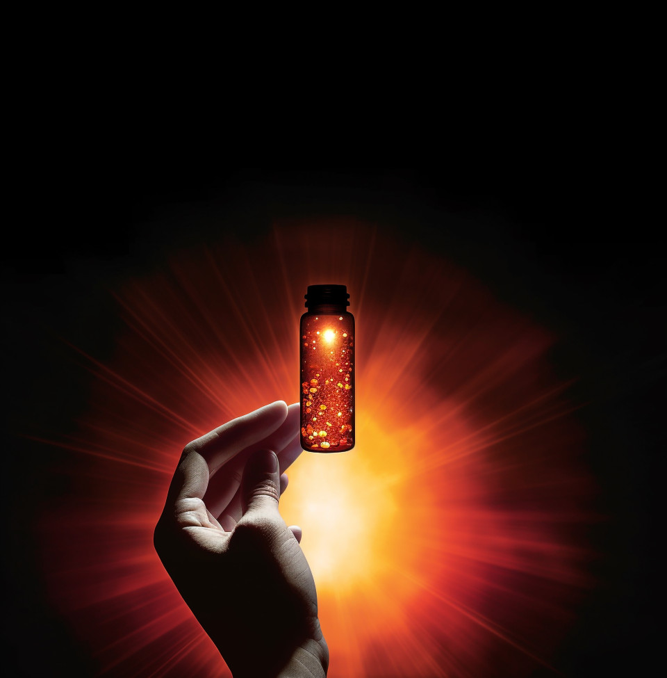 A persons hand reaches out from the darkness, medical images stock