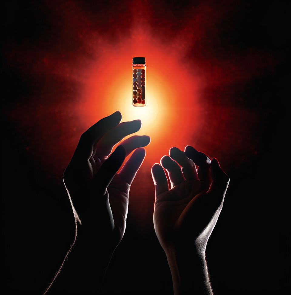 Helping hand in the darkness, medical images stock