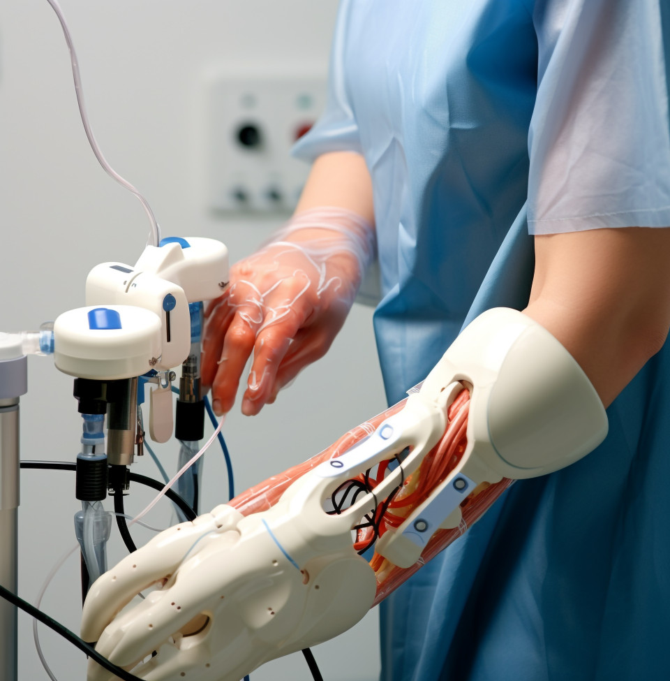 Robotic surgery in action, medical images stock