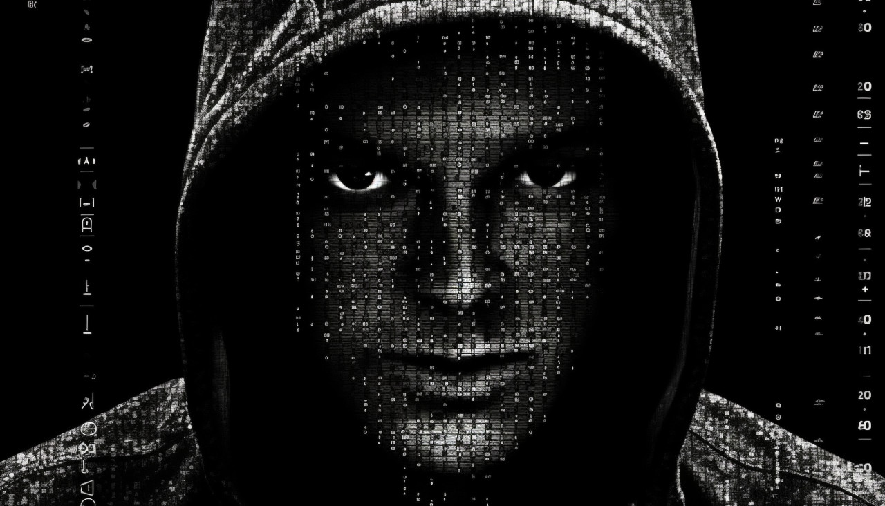 A computer hacker wearing a hoodie, ascii style art