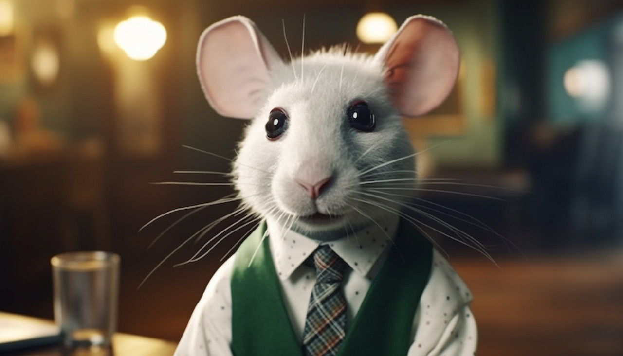 A rat wearing a tie in a background, concept style art