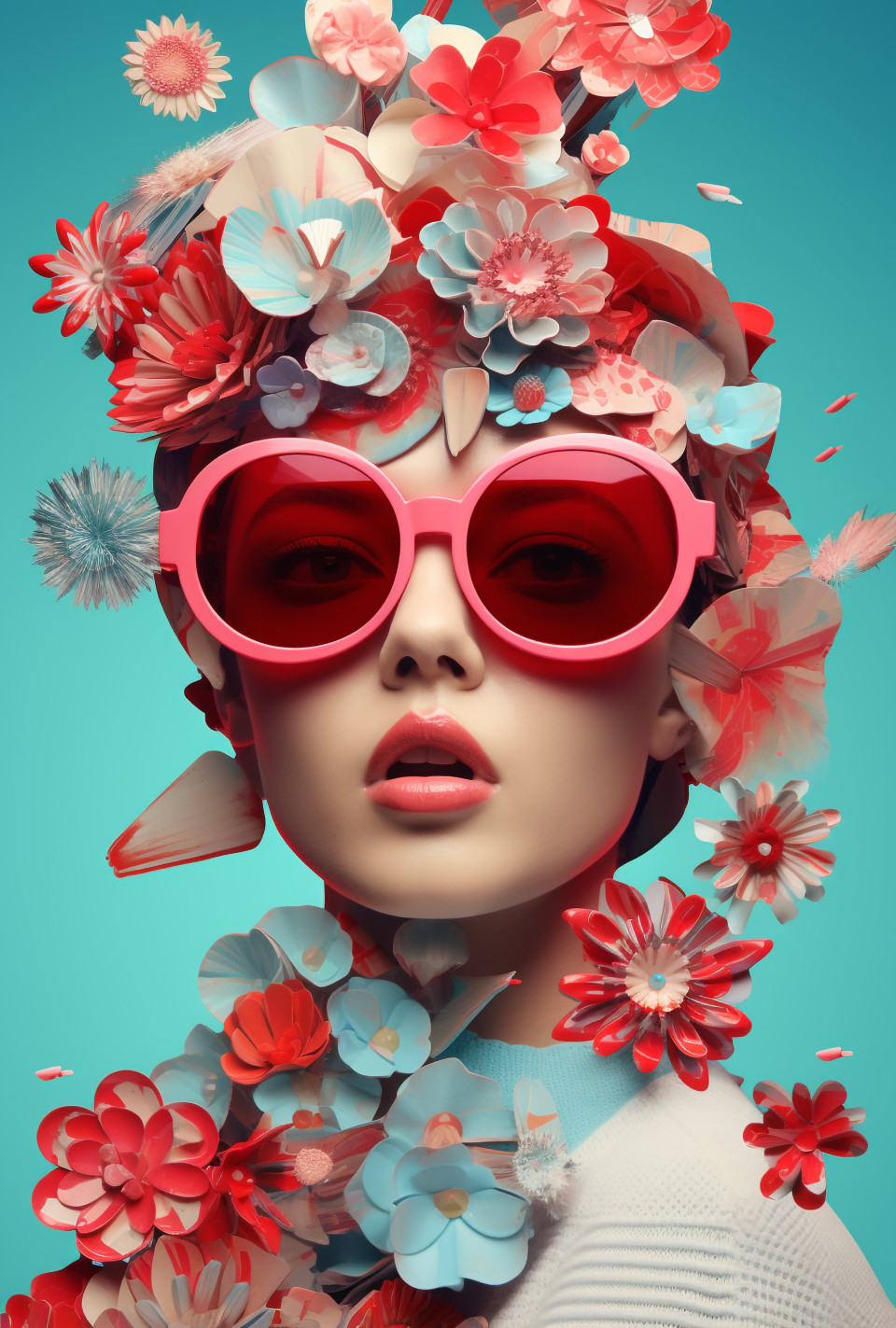 Happy girl in aviators models your latest fashion, digital collage art