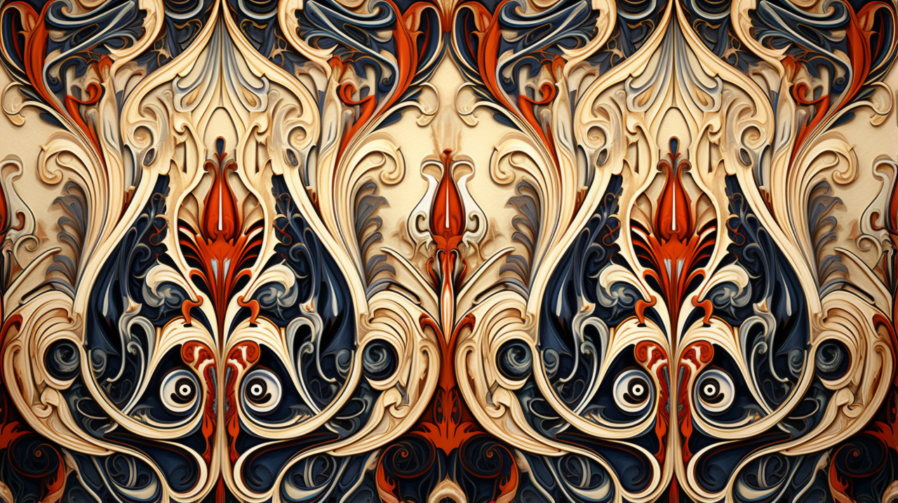 Red and brown ikat fabric texture, folk style art