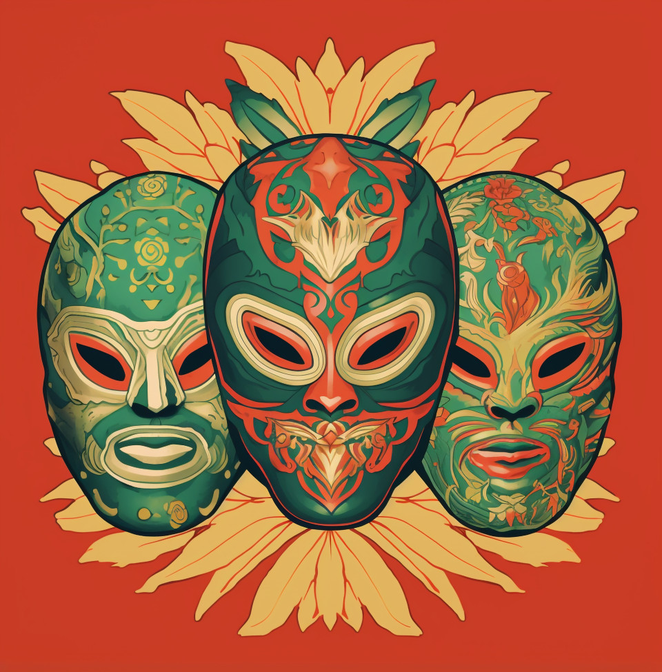 Colorful lucha libre masks, lucha libre