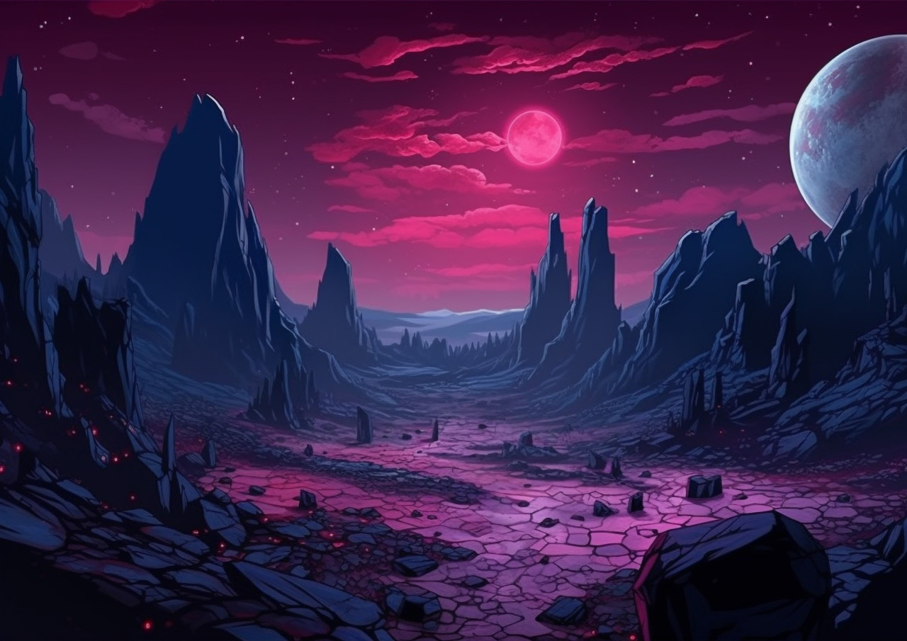 Pixelated planet surface, pixel style art