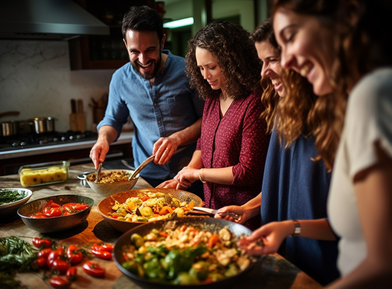 Cooking dinner with friends, mental health