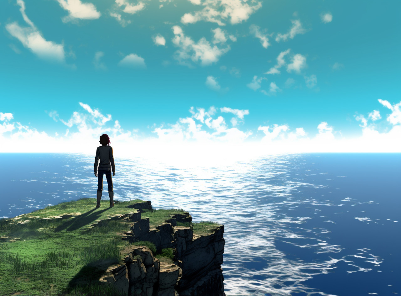 Clifftop gazer takes in the ocean, mental health