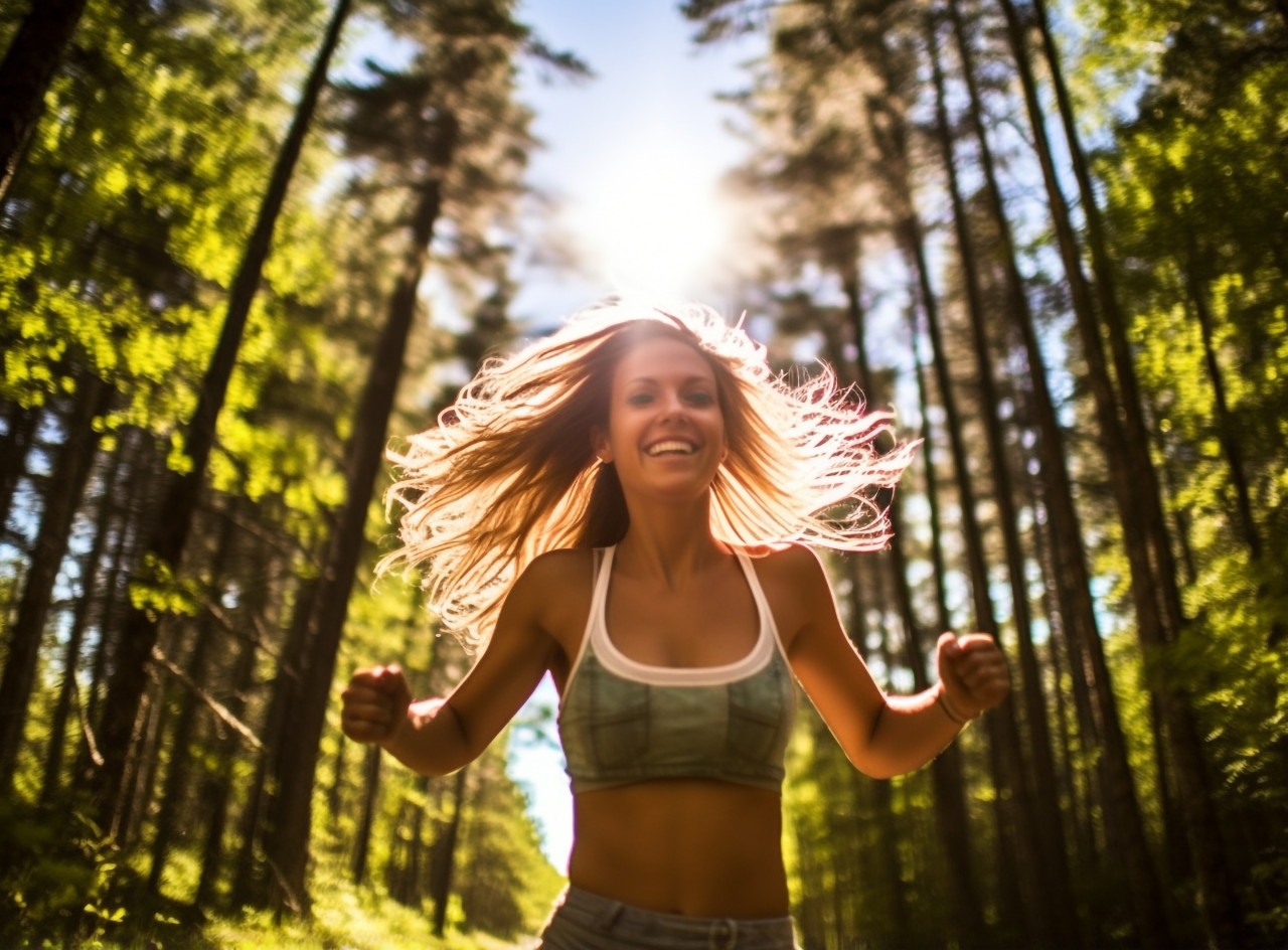 Womans face reflects her passion for running, mental health