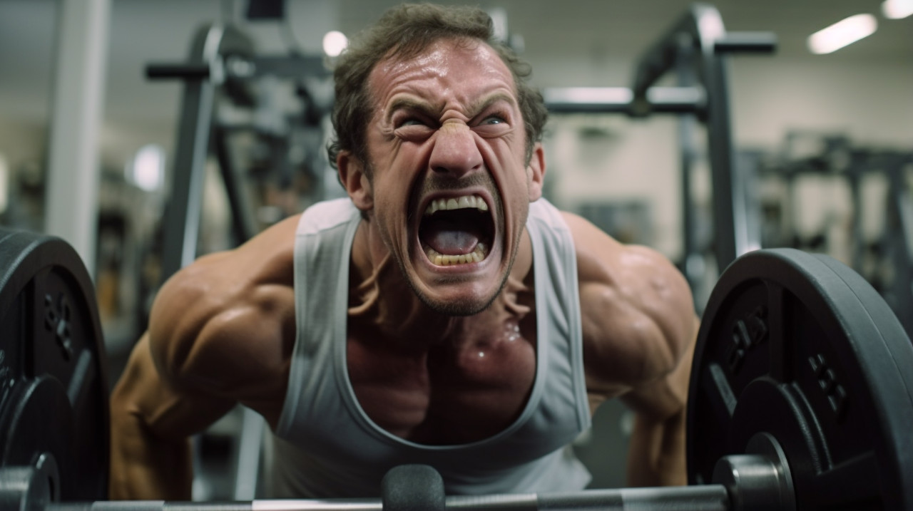 A man lifting weights in a gym, mental health