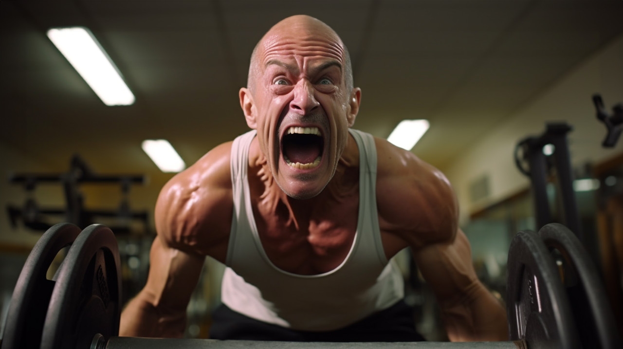 Muscular man working out, mental health