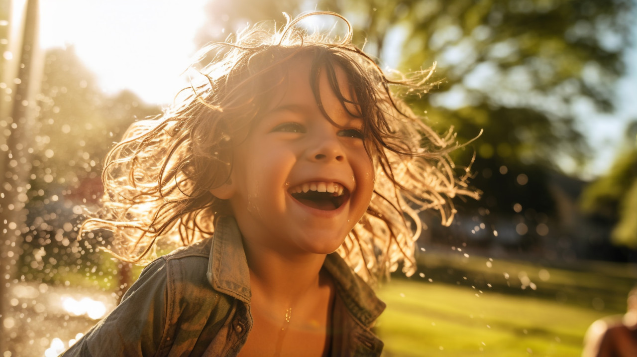 Little girl swinging with friends, mental health