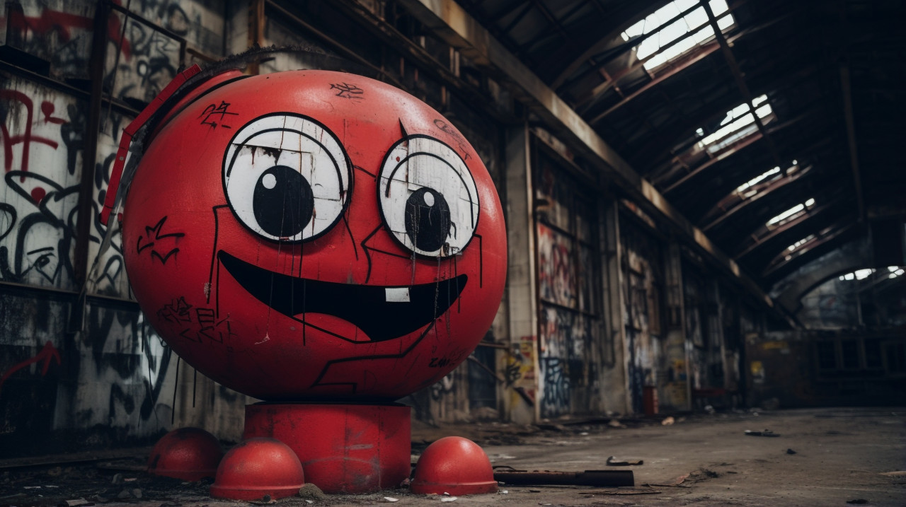 A red cartoon character, 3d graffiti art