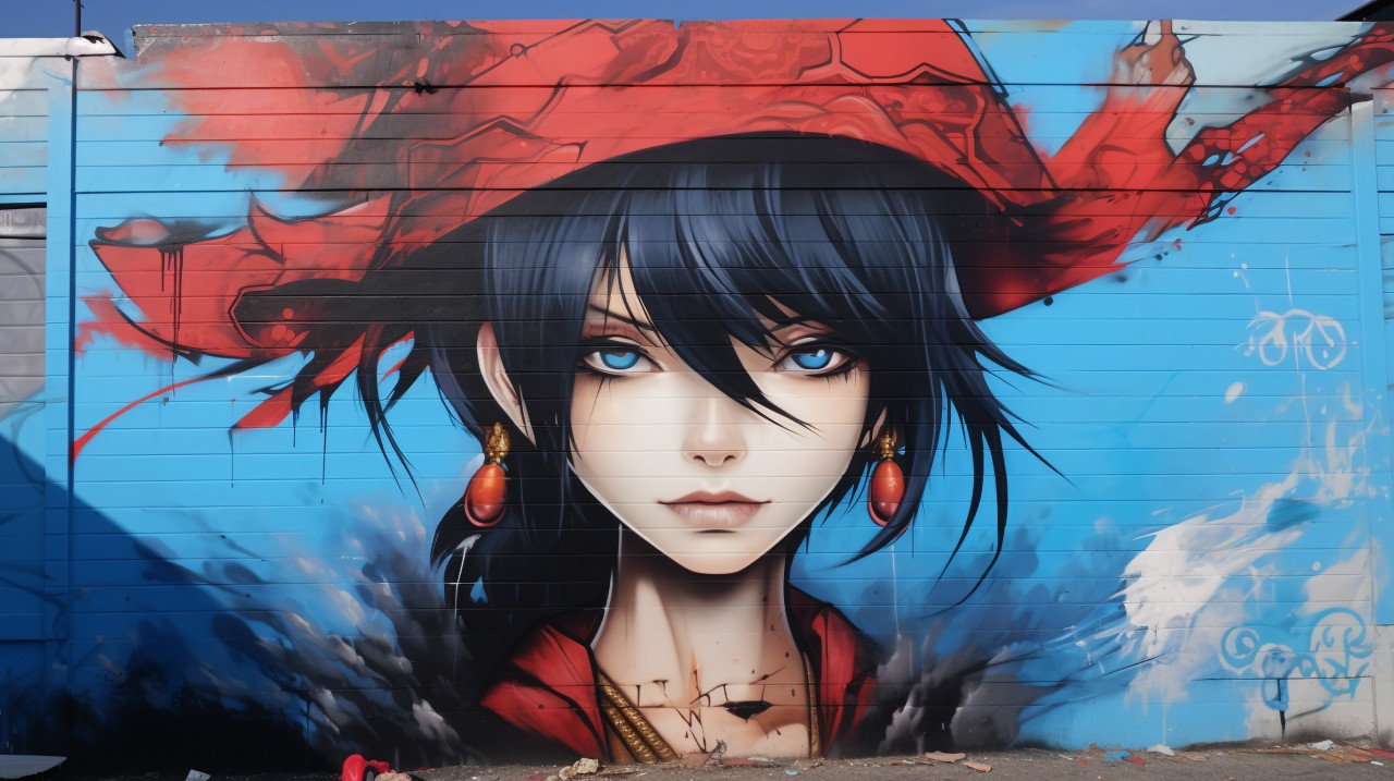 Anime one piece tadokoro graffiti, 3d graffiti art