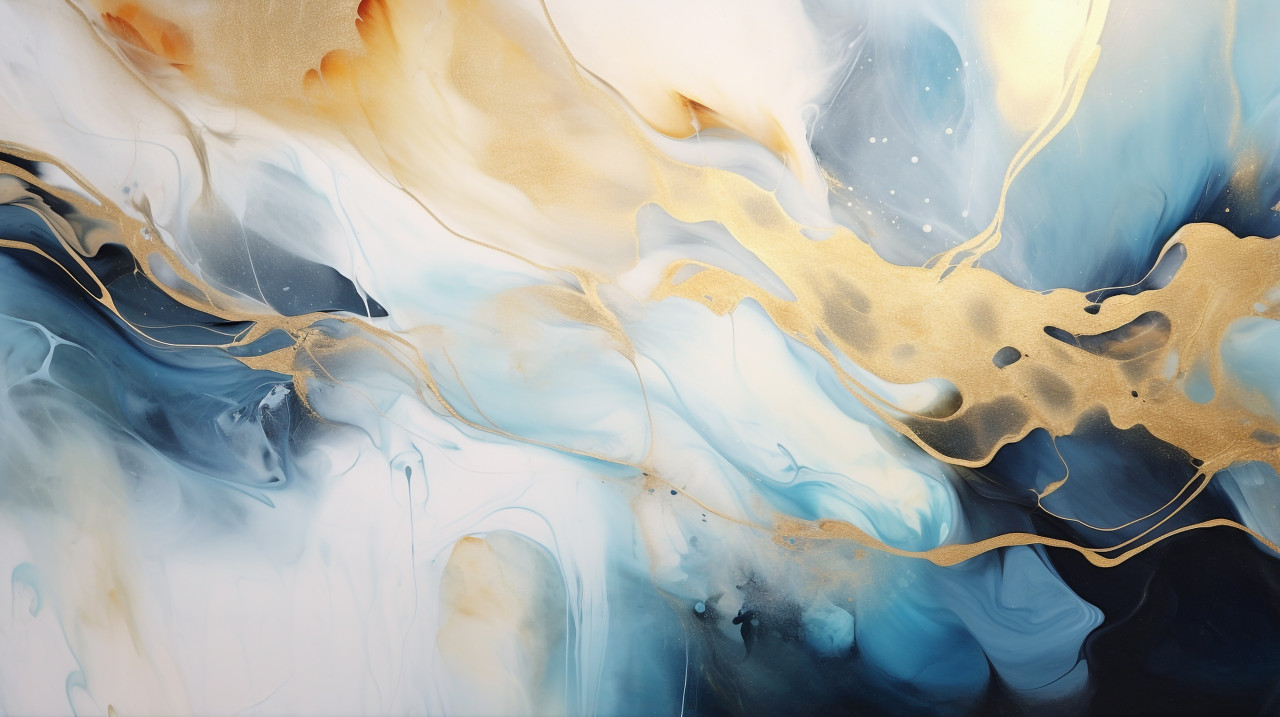A painting featuring a gold, alcohol ink art