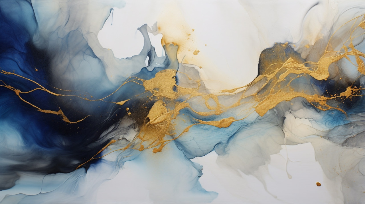 Paintings with gold details, alcohol ink art