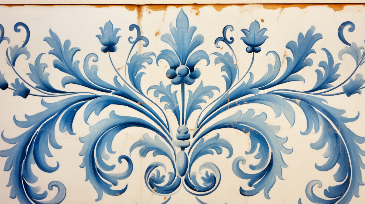 Blue and white lisbon tile decoration, azulejo art