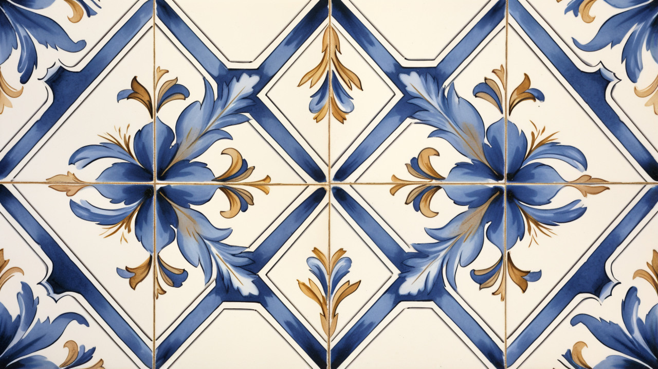 Decorative tile with floral pattern, azulejo art