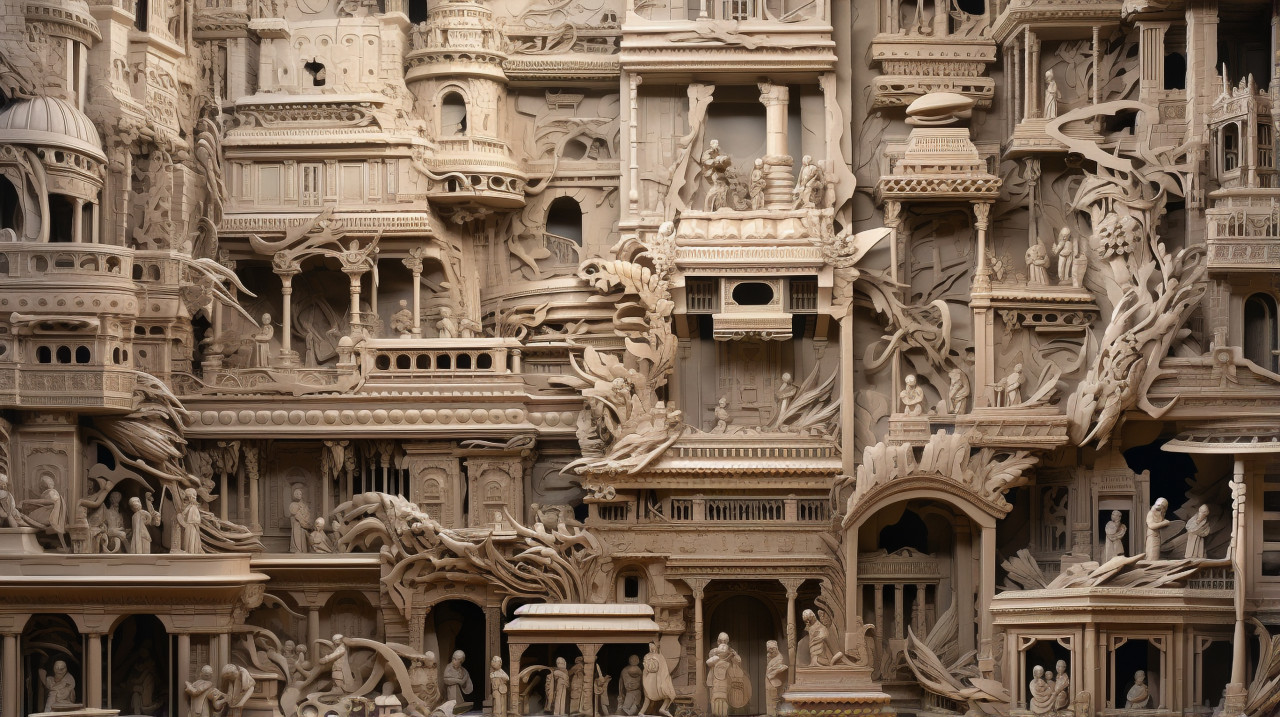 An architectural relief featuring different people, bas relief art