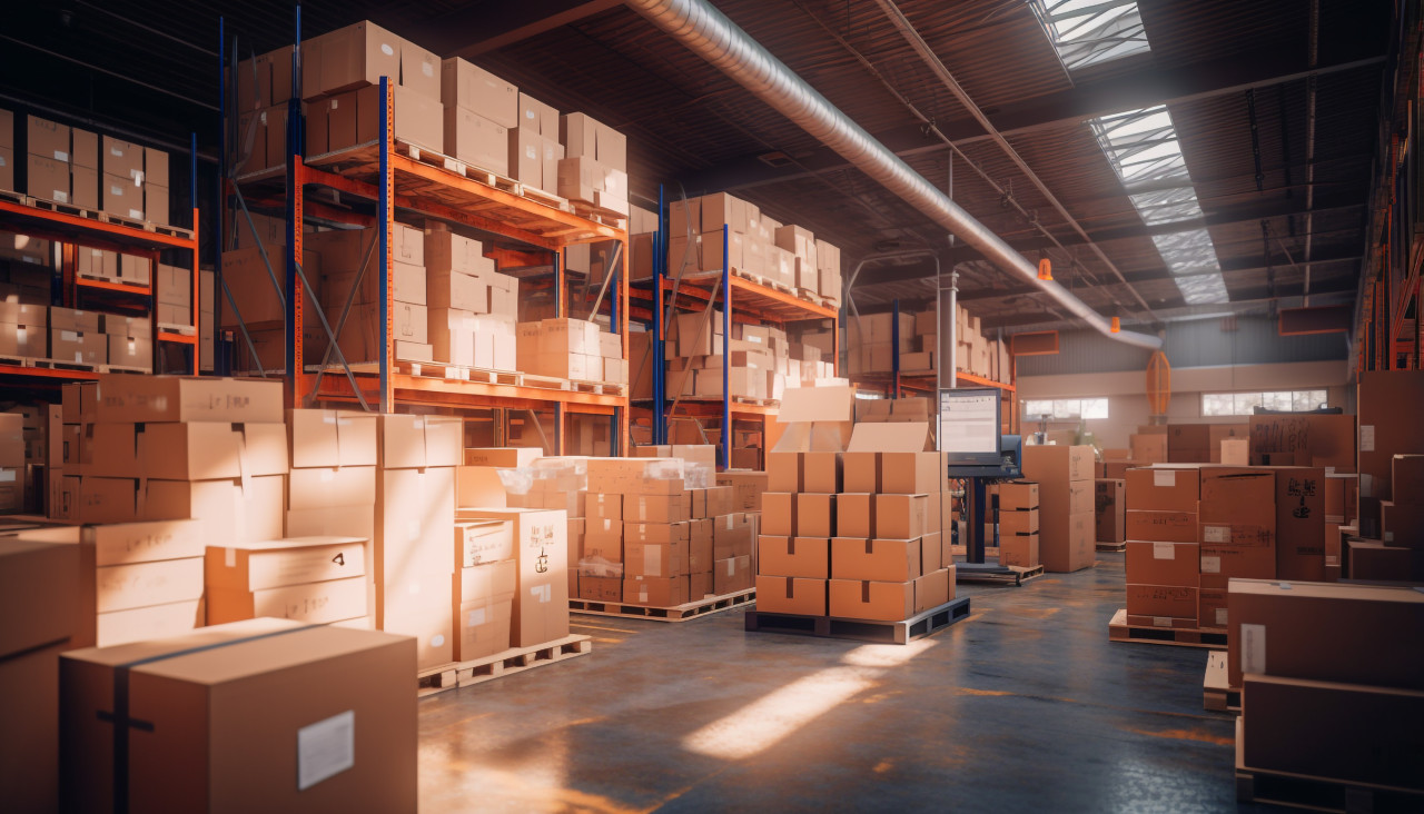 Warehouse organization, cartonnage style art