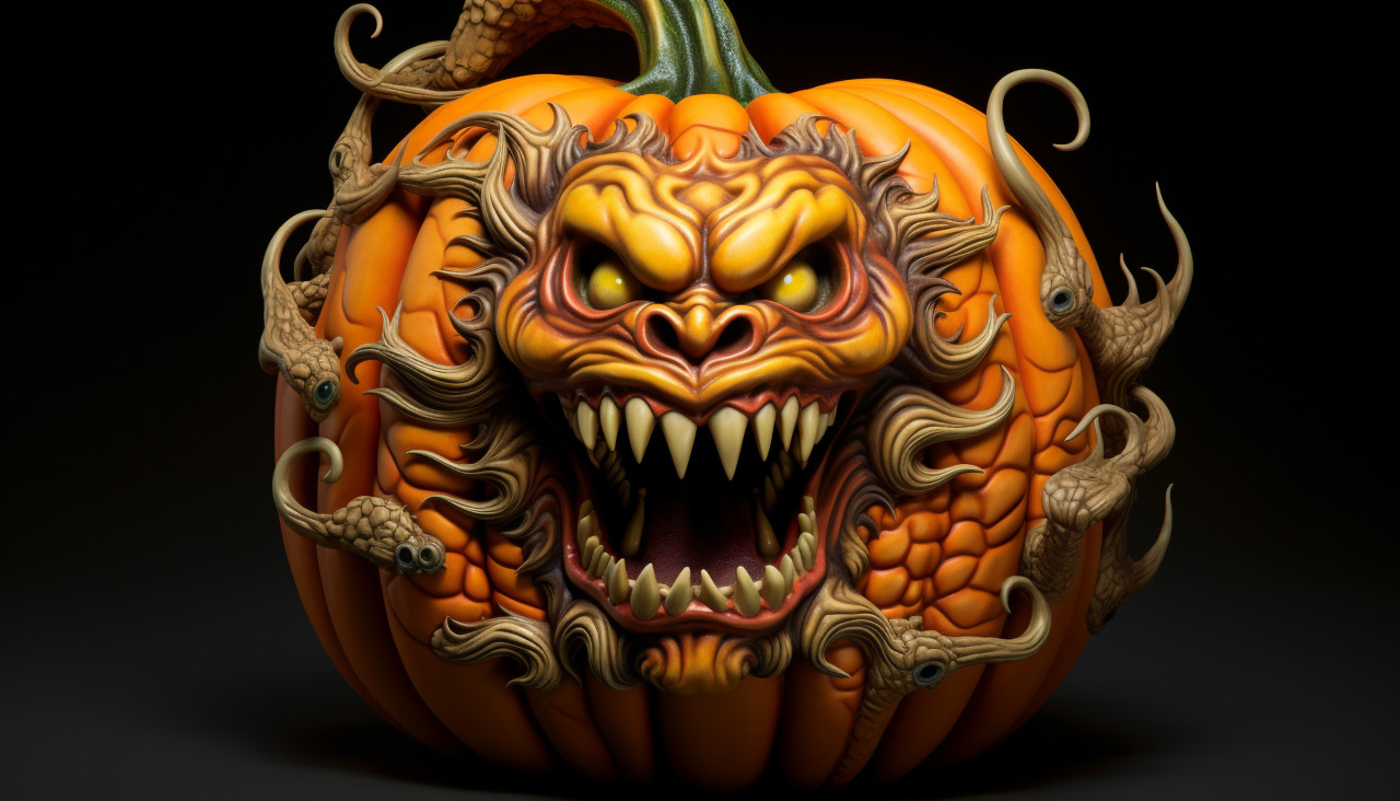 3d model of religious statue with smoke, carving styles art