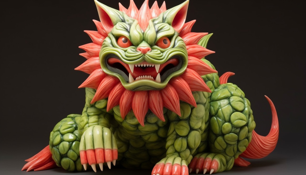 3d render of god statue with clouds, carving styles art