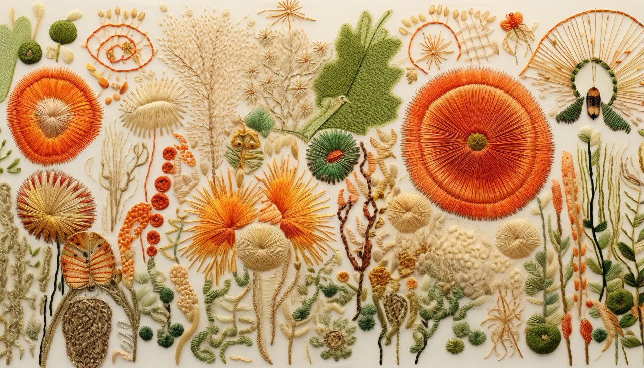 Embroidery by linda santoro with cactus, cross stitching style art