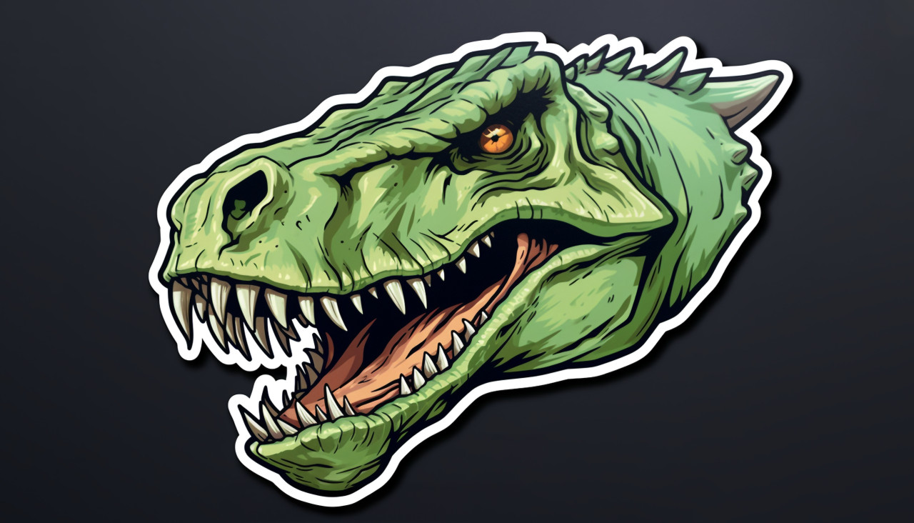 Green dinosaur head sticker decal, decals style art