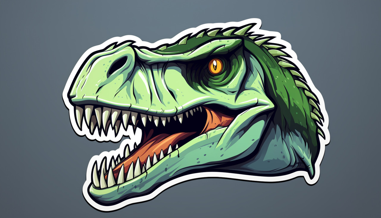 Green dinosaur head sticker decal, decals style art