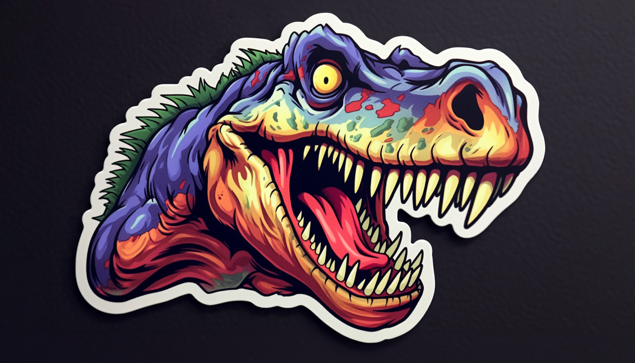 Cartoon dinosaur sticker for kids, decals style art