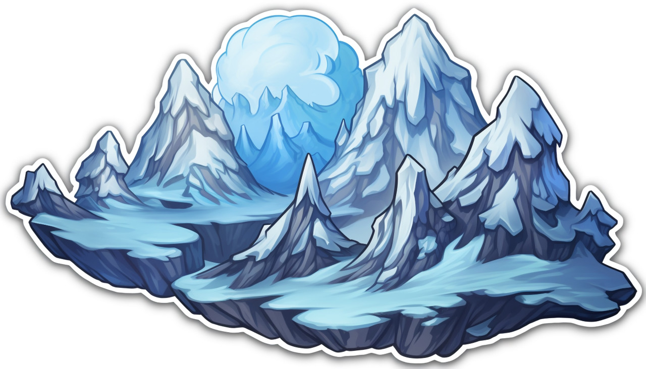 Majestic snow mountain sticker, decals style art