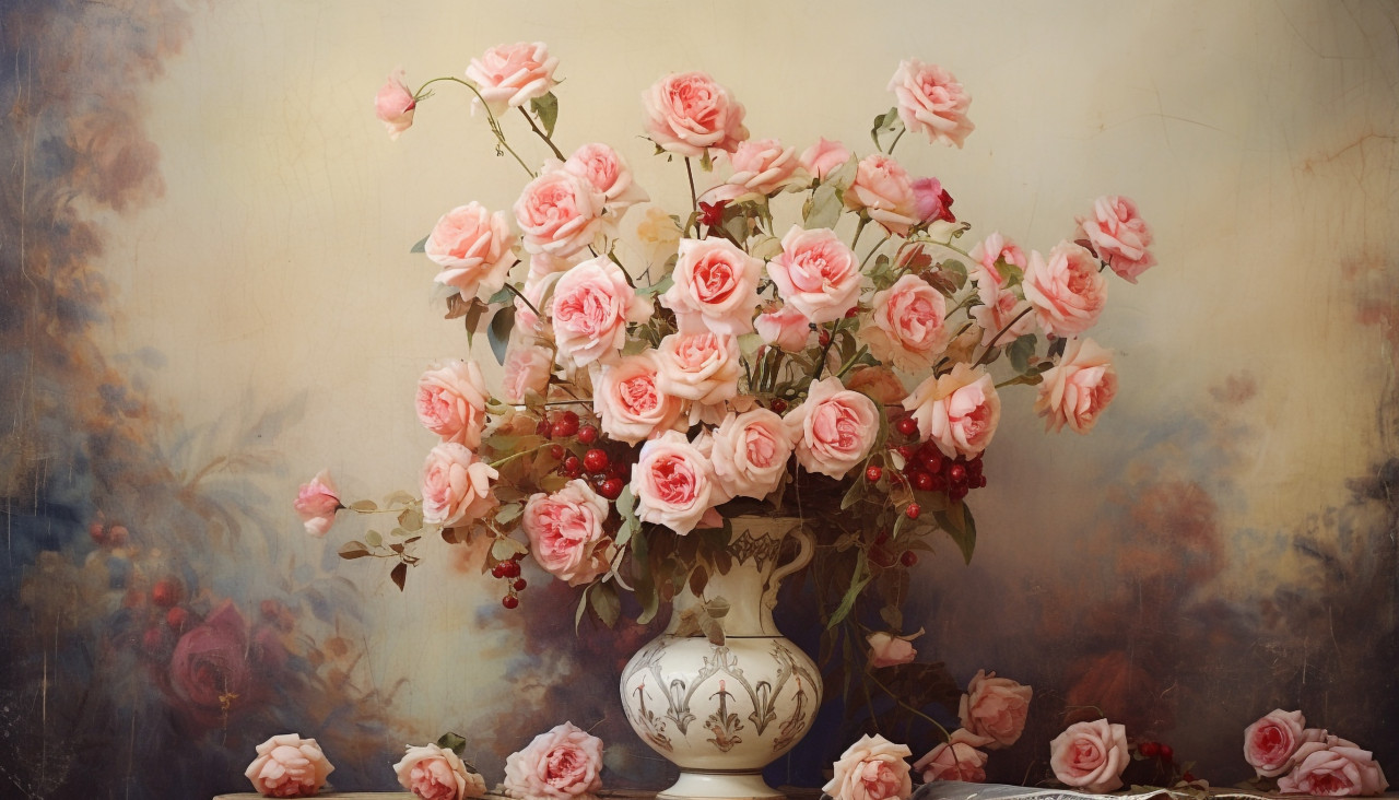 Vintage roses for sale image, decoupage style art