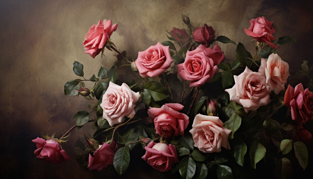 Beautiful vintage roses, decoupage style art