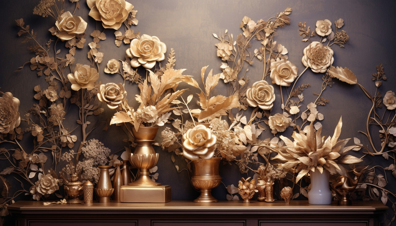3d floral wallpaper gold 3d wallpapers, embossing styles