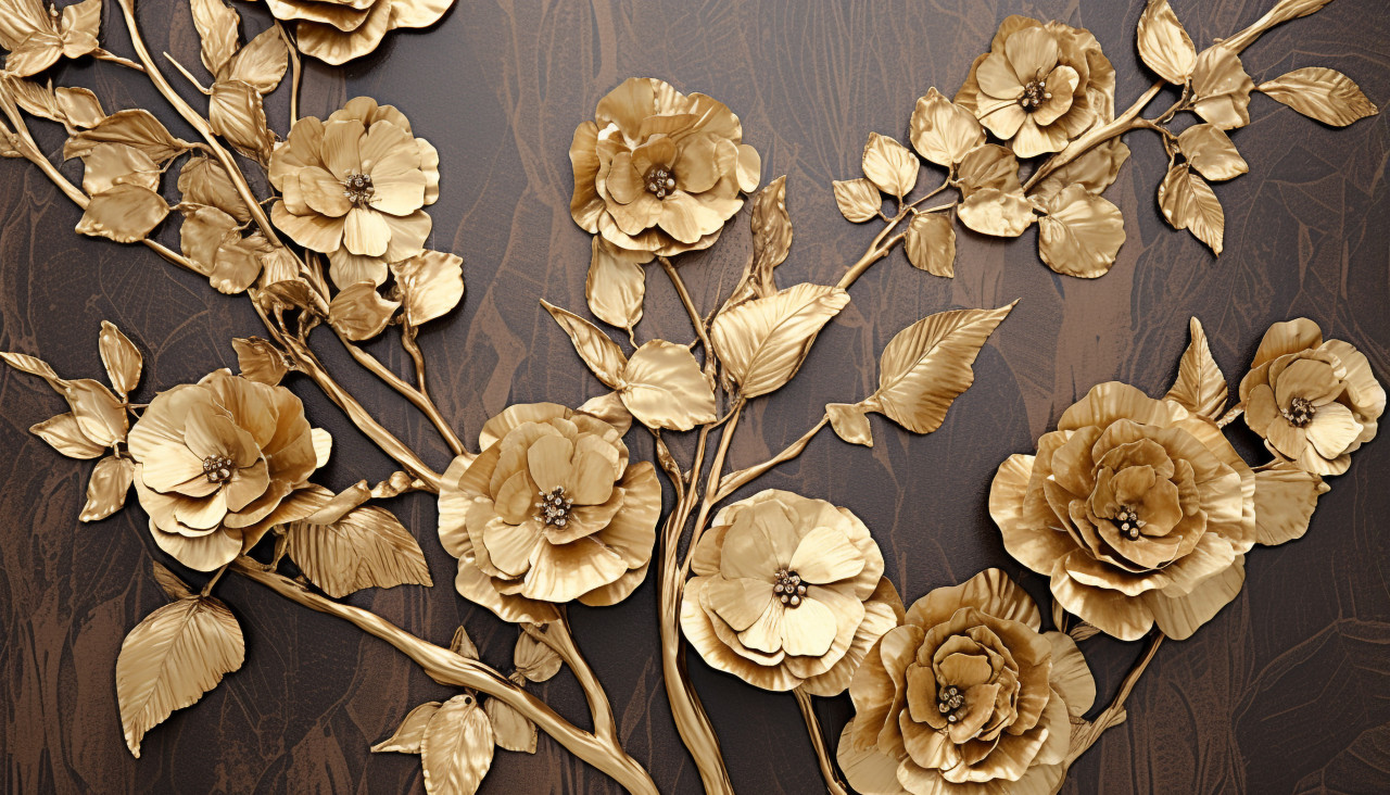 3d gold floral wallpaper, embossing styles