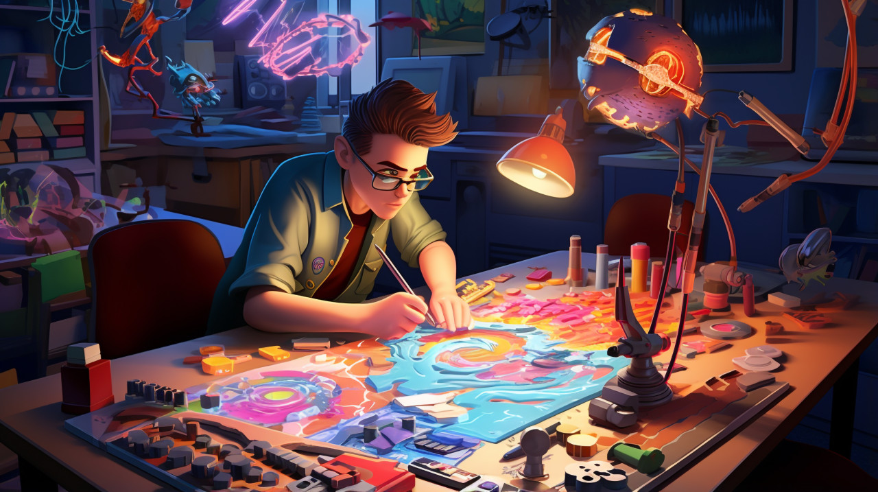 Lab assistant preparing chemical mixture, education