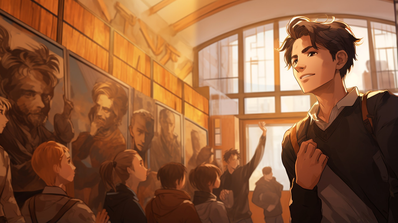 Group of students work on science fair project, education