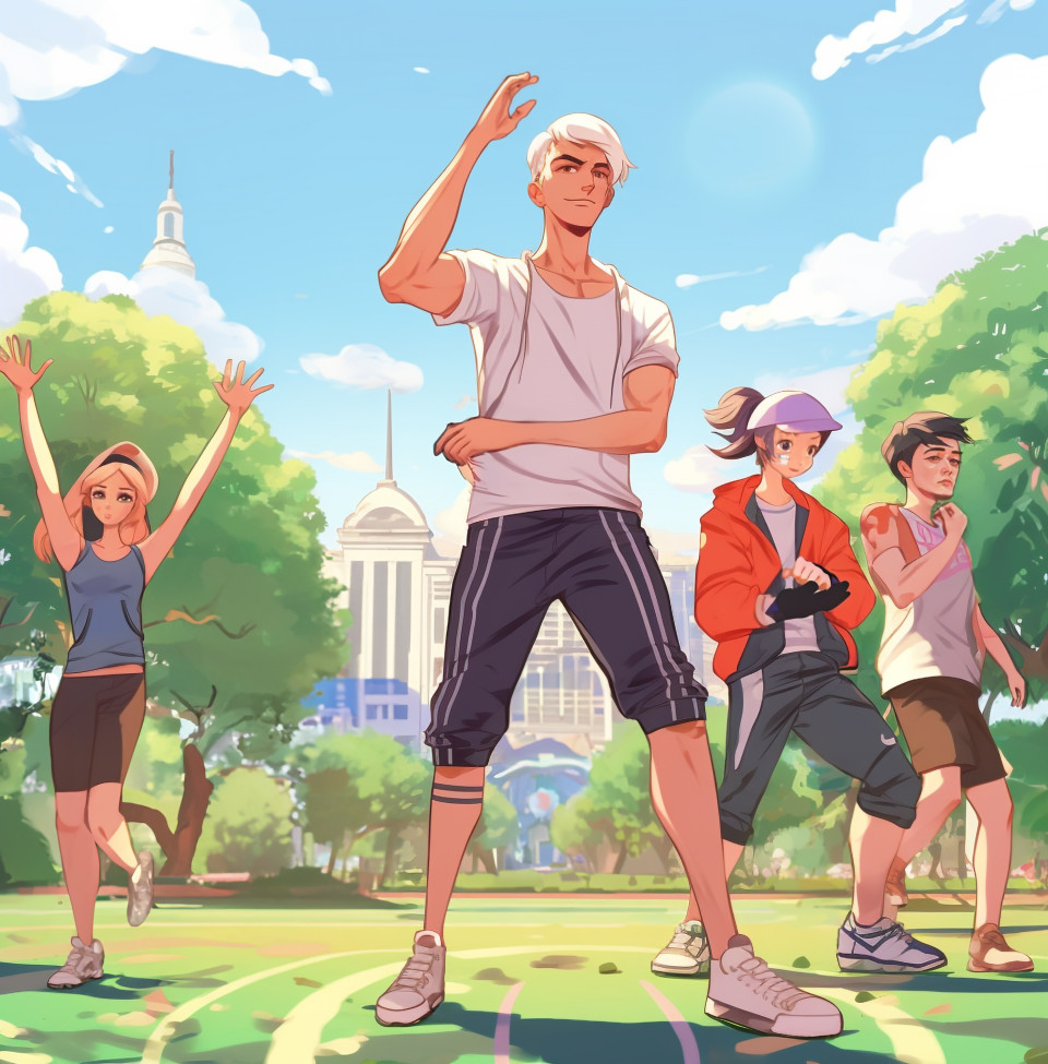 A group of people of all ages and fitness, fitness