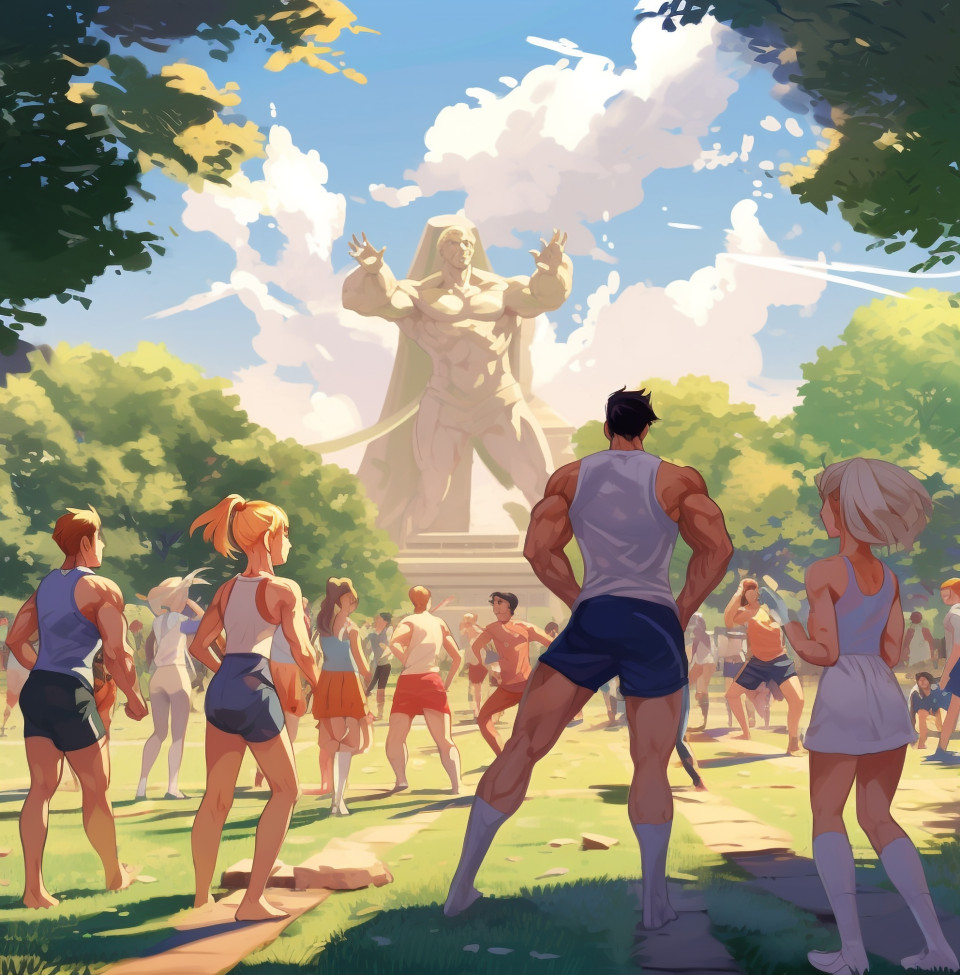 Fitness enthusiasts of all ages stretching together, fitness