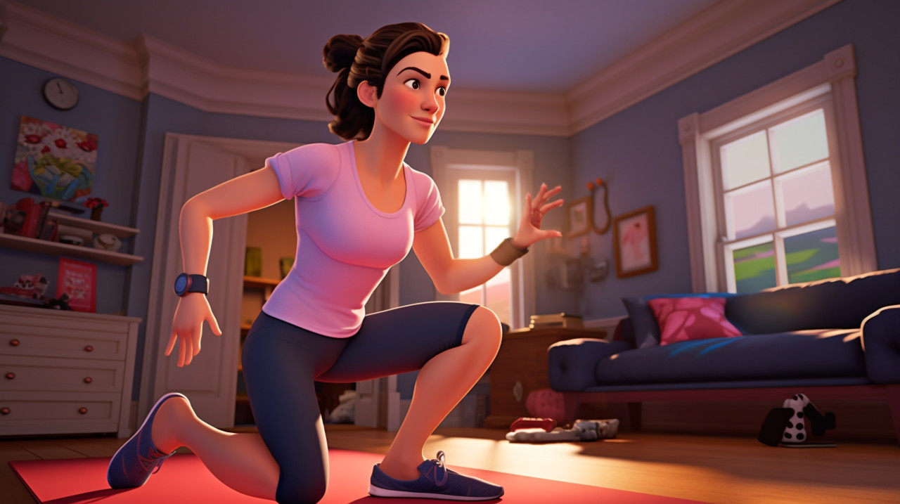 A woman doing a high-intensity interval training, fitness