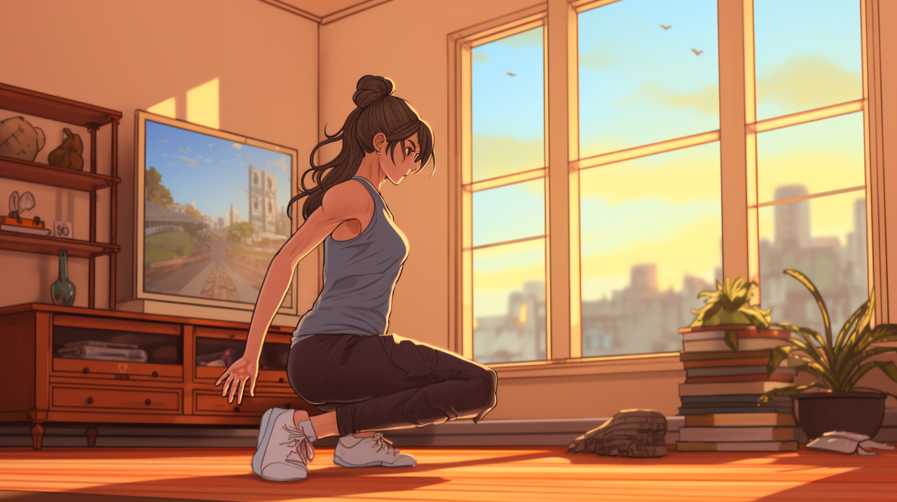 Fit woman sweating during hiit session, fitness