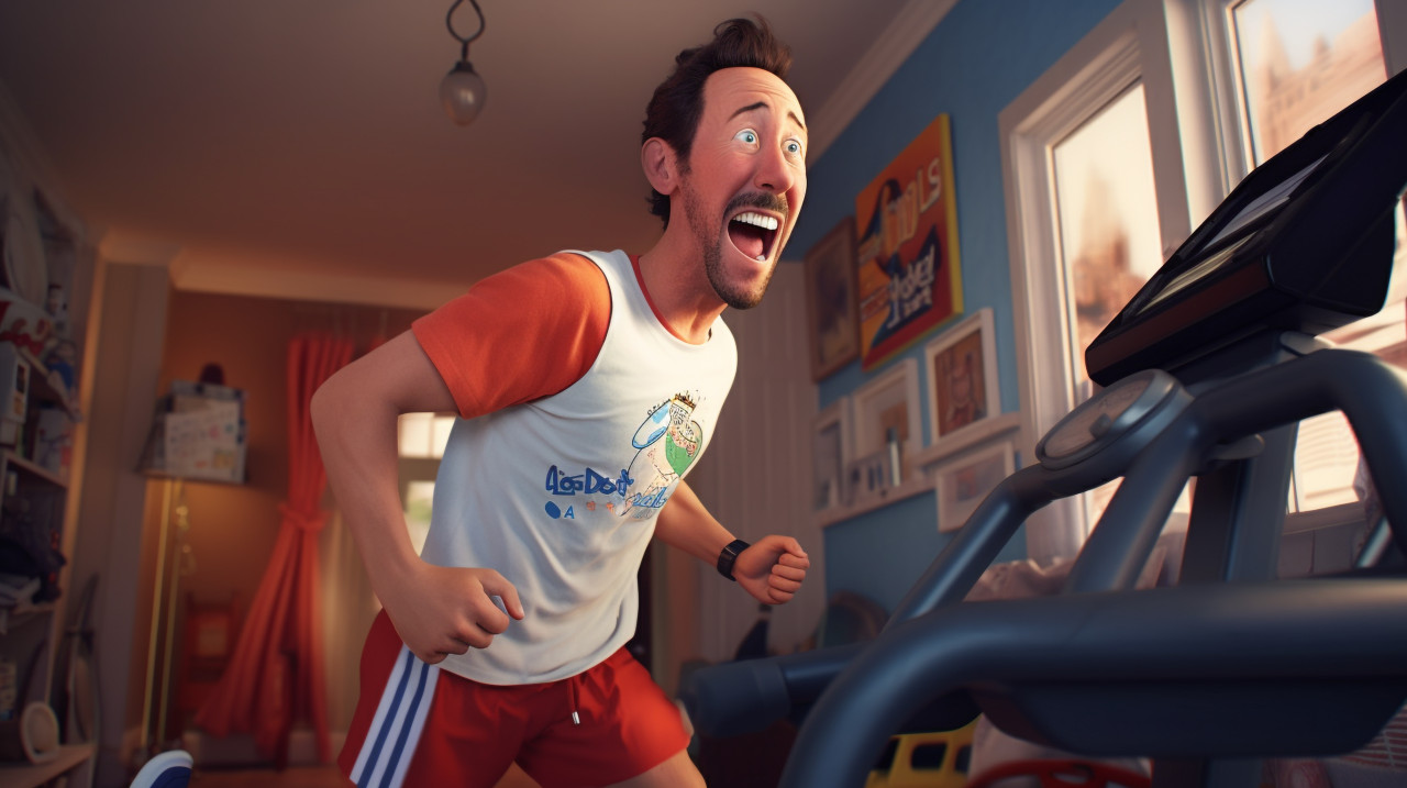 Man exercises while watching football