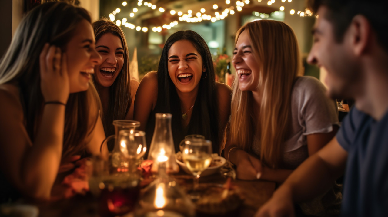 Friends having a good time telling stories