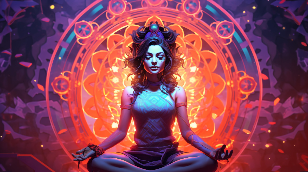 Meditating yogi with relaxed body