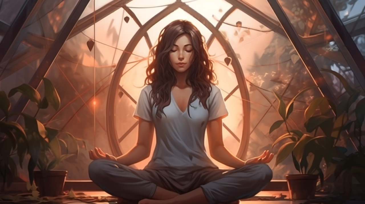 Sporty young woman doing yoga practice