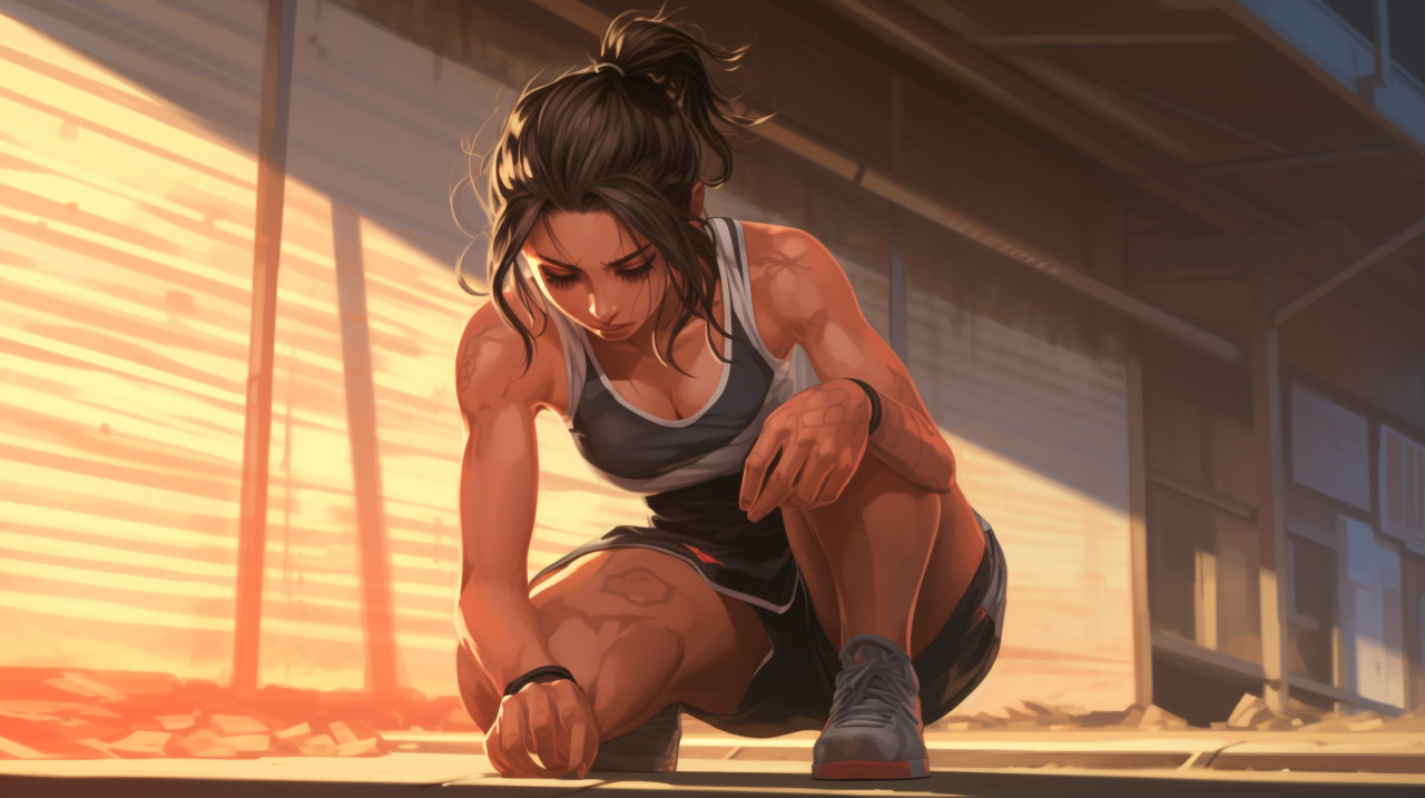 A runner stretching before a race her body relaxed and supple