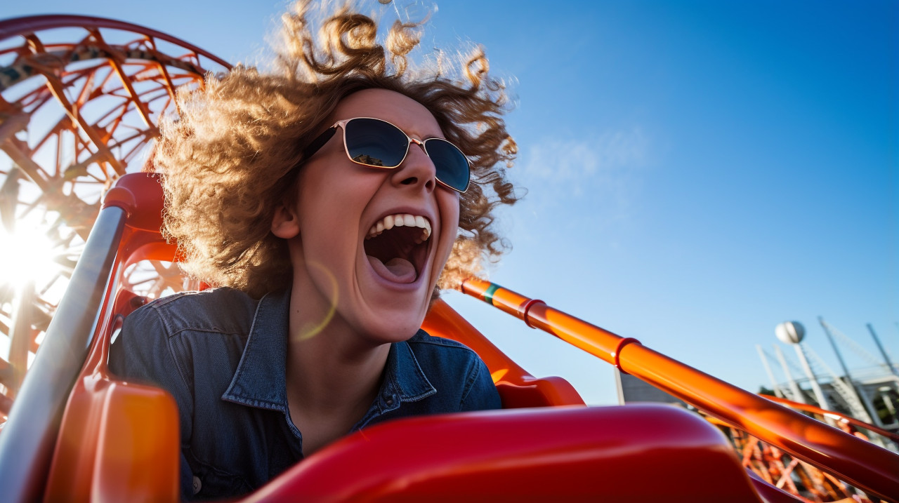 Person enjoys roller coaster ride
